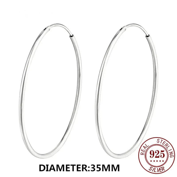 Planet Gates 18K GOLD  30mm Senlissi -18k Gold Plated Hoop Earrings For Women 925 Sterling Silver 2.0mm Fashion Earring Gold Rings Rose Gold Cерьги Kольца