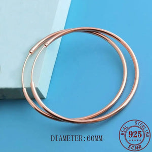 Planet Gates 18K GOLD  30mm Senlissi -18k Gold Plated Hoop Earrings For Women 925 Sterling Silver 2.0mm Fashion Earring Gold Rings Rose Gold Cерьги Kольца