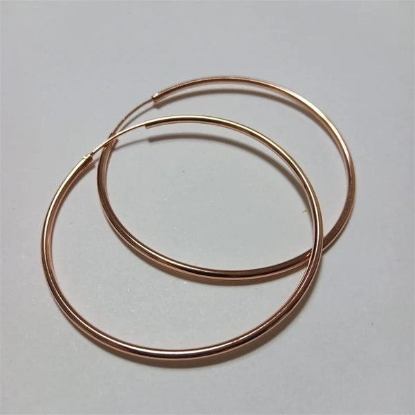 Planet Gates 18K GOLD  30mm Senlissi -18k Gold Plated Hoop Earrings For Women 925 Sterling Silver 2.0mm Fashion Earring Gold Rings Rose Gold Cерьги Kольца