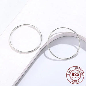 Planet Gates 18K GOLD  30mm Senlissi -18k Gold Plated Hoop Earrings For Women 925 Sterling Silver 2.0mm Fashion Earring Gold Rings Rose Gold Cерьги Kольца