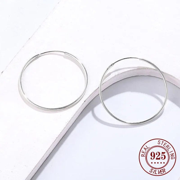 Planet Gates 18K GOLD  30mm Senlissi -18k Gold Plated Hoop Earrings For Women 925 Sterling Silver 2.0mm Fashion Earring Gold Rings Rose Gold Cерьги Kольца