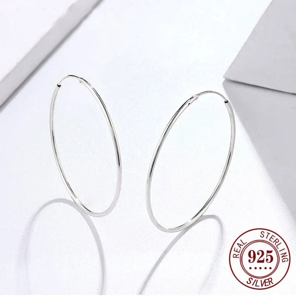 Planet Gates 18K GOLD  30mm Senlissi -18k Gold Plated Hoop Earrings For Women 925 Sterling Silver 2.0mm Fashion Earring Gold Rings Rose Gold Cерьги Kольца