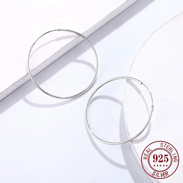 Planet Gates 18K GOLD  30mm Senlissi -18k Gold Plated Hoop Earrings For Women 925 Sterling Silver 2.0mm Fashion Earring Gold Rings Rose Gold Cерьги Kольца