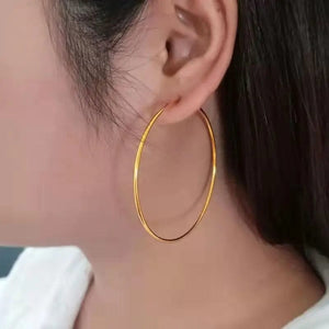 Planet Gates 18K GOLD  30mm Senlissi -18k Gold Plated Hoop Earrings For Women 925 Sterling Silver 2.0mm Fashion Earring Gold Rings Rose Gold Cерьги Kольца