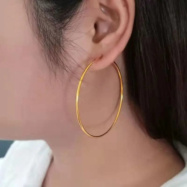 Planet Gates 18K GOLD  30mm Senlissi -18k Gold Plated Hoop Earrings For Women 925 Sterling Silver 2.0mm Fashion Earring Gold Rings Rose Gold Cерьги Kольца