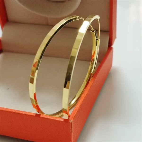 Planet Gates 18K GOLD  40mm Senlissi - New Fashion18K Gold Plated Hoop Earrings For Women 925 Sterling Silver 2.0mm Fashion Earring Cерьги Kольца 3/4/5/6CM