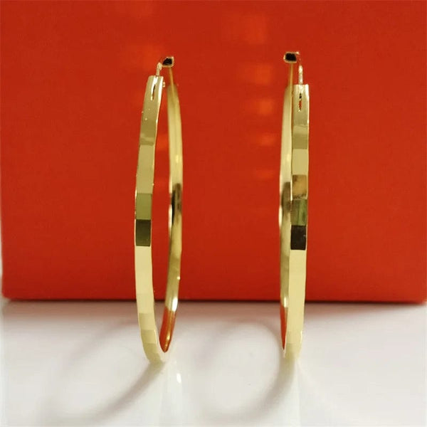 Planet Gates 18K GOLD  40mm Senlissi - New Fashion18K Gold Plated Hoop Earrings For Women 925 Sterling Silver 2.0mm Fashion Earring Cерьги Kольца 3/4/5/6CM