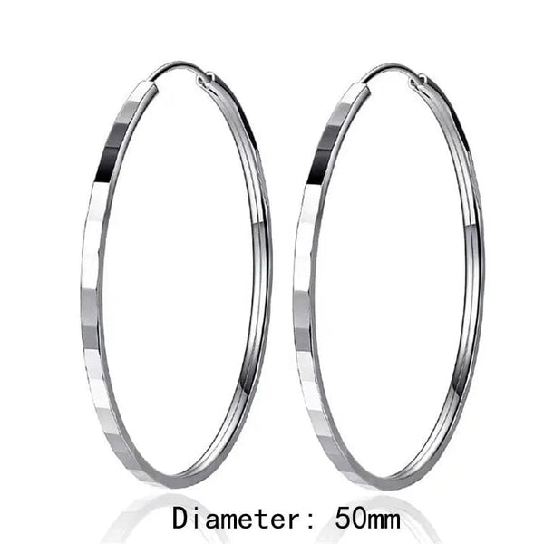 Planet Gates 18K GOLD  40mm Senlissi - New Fashion18K Gold Plated Hoop Earrings For Women 925 Sterling Silver 2.0mm Fashion Earring Cерьги Kольца 3/4/5/6CM