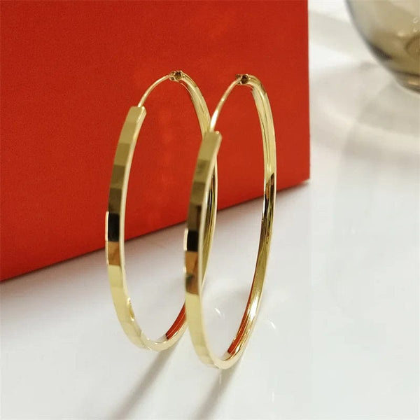 Planet Gates 18K GOLD  40mm Senlissi - New Fashion18K Gold Plated Hoop Earrings For Women 925 Sterling Silver 2.0mm Fashion Earring Cерьги Kольца 3/4/5/6CM