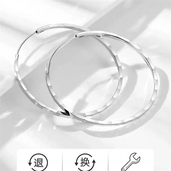 Planet Gates 18K GOLD  40mm Senlissi - New Fashion18K Gold Plated Hoop Earrings For Women 925 Sterling Silver 2.0mm Fashion Earring Cерьги Kольца 3/4/5/6CM