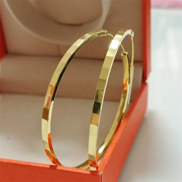 Planet Gates 18K GOLD  40mm Senlissi - New Fashion18K Gold Plated Hoop Earrings For Women 925 Sterling Silver 2.0mm Fashion Earring Cерьги Kольца 3/4/5/6CM