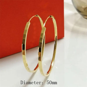 Planet Gates 18K GOLD  40mm Senlissi - New Fashion18K Gold Plated Hoop Earrings For Women 925 Sterling Silver 2.0mm Fashion Earring Cерьги Kольца 3/4/5/6CM