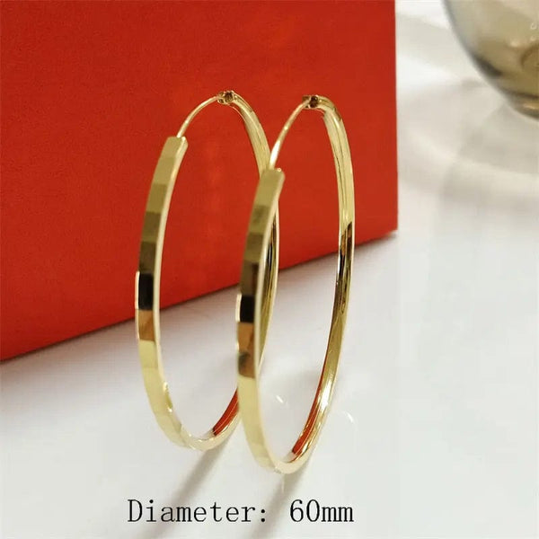 Planet Gates 18K GOLD  40mm Senlissi - New Fashion18K Gold Plated Hoop Earrings For Women 925 Sterling Silver 2.0mm Fashion Earring Cерьги Kольца 3/4/5/6CM