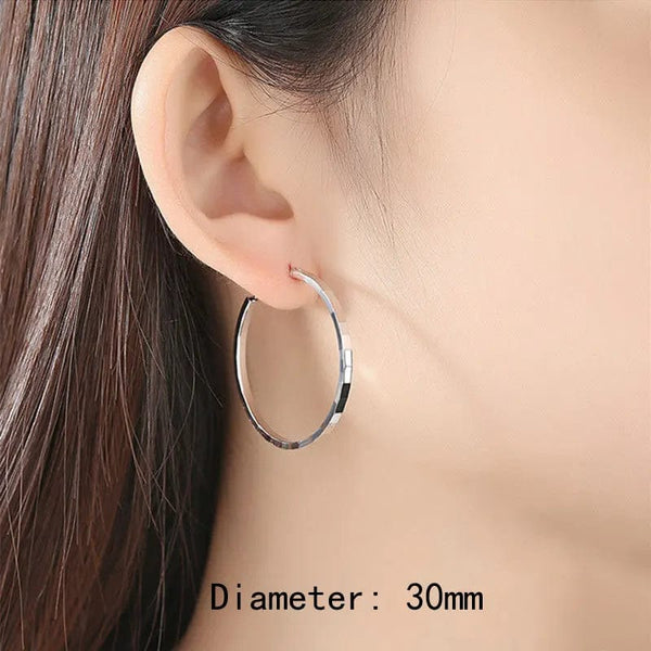 Planet Gates 18K GOLD  40mm Senlissi - New Fashion18K Gold Plated Hoop Earrings For Women 925 Sterling Silver 2.0mm Fashion Earring Cерьги Kольца 3/4/5/6CM