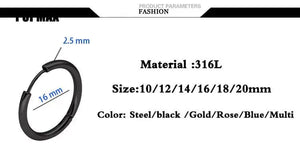 Planet Gates 18mm / black POPMAX Men��s Hoops Stainless Steel Round Circle Earrings For Women Man Gold Silver Color Not Fade Ear Rings Male Jewelry 2Pcs