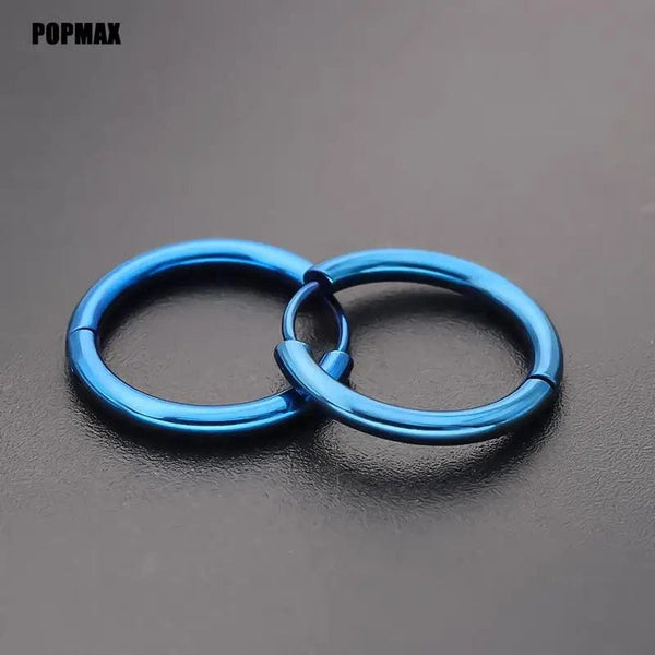 Planet Gates 18mm / black POPMAX Men��s Hoops Stainless Steel Round Circle Earrings For Women Man Gold Silver Color Not Fade Ear Rings Male Jewelry 2Pcs