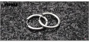 Planet Gates 18mm / black POPMAX Men��s Hoops Stainless Steel Round Circle Earrings For Women Man Gold Silver Color Not Fade Ear Rings Male Jewelry 2Pcs