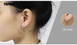 Planet Gates 18mm / black POPMAX Men��s Hoops Stainless Steel Round Circle Earrings For Women Man Gold Silver Color Not Fade Ear Rings Male Jewelry 2Pcs
