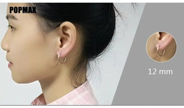 Planet Gates 18mm / black POPMAX Men��s Hoops Stainless Steel Round Circle Earrings For Women Man Gold Silver Color Not Fade Ear Rings Male Jewelry 2Pcs