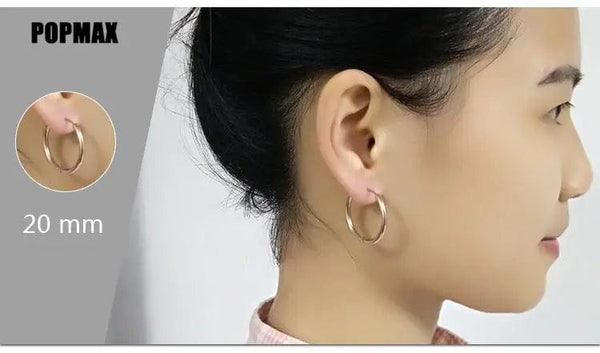 Planet Gates 18mm / black POPMAX Men��s Hoops Stainless Steel Round Circle Earrings For Women Man Gold Silver Color Not Fade Ear Rings Male Jewelry 2Pcs