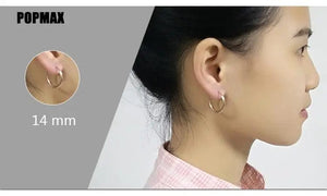 Planet Gates 18mm / black POPMAX Men��s Hoops Stainless Steel Round Circle Earrings For Women Man Gold Silver Color Not Fade Ear Rings Male Jewelry 2Pcs