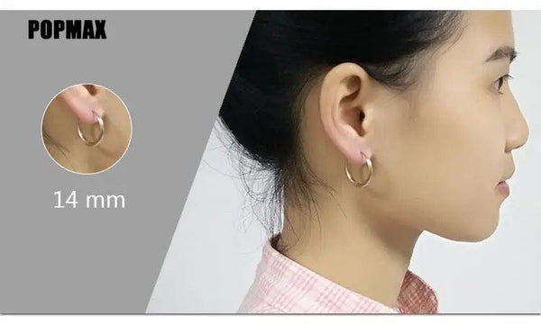 Planet Gates 18mm / black POPMAX Men��s Hoops Stainless Steel Round Circle Earrings For Women Man Gold Silver Color Not Fade Ear Rings Male Jewelry 2Pcs