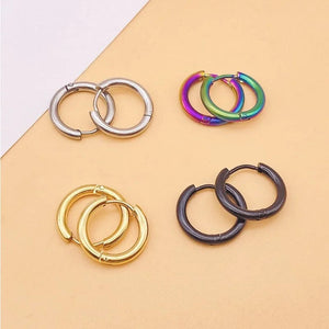 Planet Gates 18mm / D4-1Pair-Colorful 1Pair 316L Stainless Steel Small Hoop Earrings for Women Men, Cartilage Tragus Conch Forward Helix Ear Piercing Jewelry