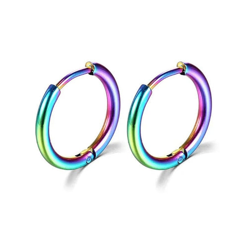 Planet Gates 18mm / D4-1Pair-Colorful 1Pair 316L Stainless Steel Small Hoop Earrings for Women Men, Cartilage Tragus Conch Forward Helix Ear Piercing Jewelry