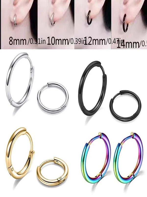 Planet Gates 18mm / D4-1Pair-Colorful 1Pair 316L Stainless Steel Small Hoop Earrings for Women Men, Cartilage Tragus Conch Forward Helix Ear Piercing Jewelry