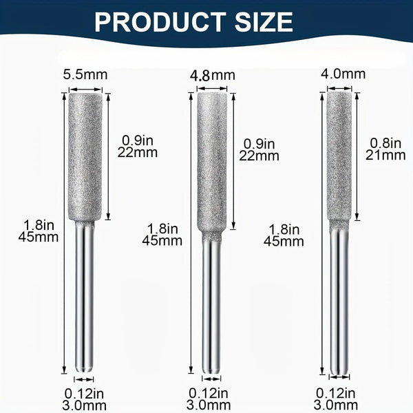 Planet Gates 18pcs 18pcs Diamond Chainsaw Sharpener, 3 Size Stone Chain Saw Chainsaw Sharpener Tool For Chain Saw Stone Jewelry Wood