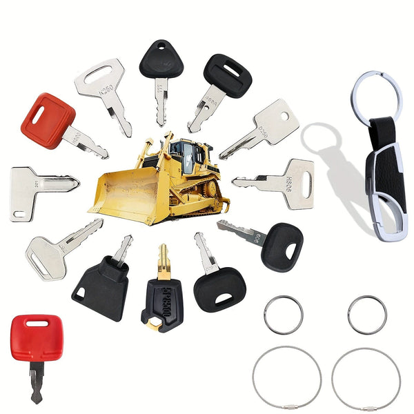 Planet Gates 18pcs Construction Machinery Key Set 18 Pieces Excavator Key Set Excavator Key Blanks Replacement Key Wheel Loader Motorcycle Ignition Switch Universal