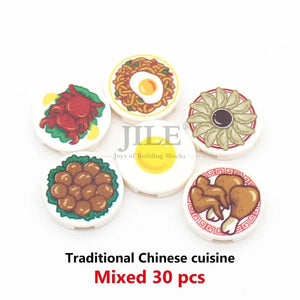Planet Gates 18PCS Foods Set 1 City Mini Food Building Blocks Hamburger Pizza Fries Cake Dessert Chocolate Cookies MOC Bricks Plastic Assemble Part Figures Toy