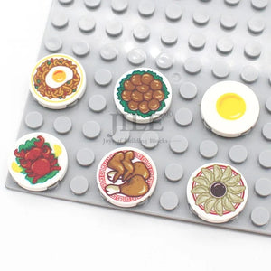 Planet Gates 18PCS Foods Set 1 City Mini Food Building Blocks Hamburger Pizza Fries Cake Dessert Chocolate Cookies MOC Bricks Plastic Assemble Part Figures Toy