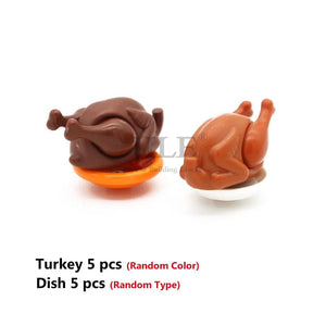 Planet Gates 18PCS Foods Set 1 City Mini Food Building Blocks Hamburger Pizza Fries Cake Dessert Chocolate Cookies MOC Bricks Plastic Assemble Part Figures Toy