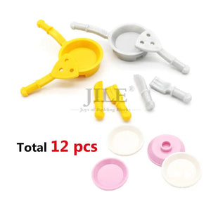 Planet Gates 18PCS Foods Set 1 City Mini Food Building Blocks Hamburger Pizza Fries Cake Dessert Chocolate Cookies MOC Bricks Plastic Assemble Part Figures Toy