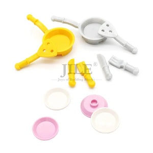 Planet Gates 18PCS Foods Set 1 City Mini Food Building Blocks Hamburger Pizza Fries Cake Dessert Chocolate Cookies MOC Bricks Plastic Assemble Part Figures Toy