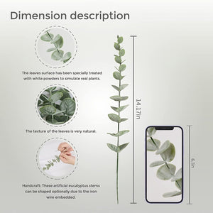 Planet Gates 18pcs / Gray Green 18pcs Eucalyptus Stems Artificial Green Eucalyptus Stems Eucalyptus Leaves Decor Eucalyptus Branches Fake Eucalyptus With Fake Leaves 38.1 Cm Faux Eucalyptus Stem For Vase Wedding Bouquet Home