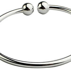 Planet Gates 19.5cm Fashion Simple Women's Stainless Steel Silver Plated Open Hand Cuff Bracelet Simple Beads Bangle
