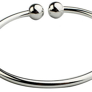 Planet Gates 19.5cm Fashion Simple Women's Stainless Steel Silver Plated Open Hand Cuff Bracelet Simple Beads Bangle