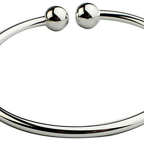 Planet Gates 19.5cm Fashion Simple Women's Stainless Steel Silver Plated Open Hand Cuff Bracelet Simple Beads Bangle