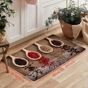 Planet Gates 19.6*31.4in/50*80cm 1pc Soft and Absorbent Spices Printed Kitchen Rug - Anti-Fatigue and Non-Slip Floor Mat for Living Room, Bedroom, and Laundry - Machine Washable and Waterproof Carpet for Kitchen