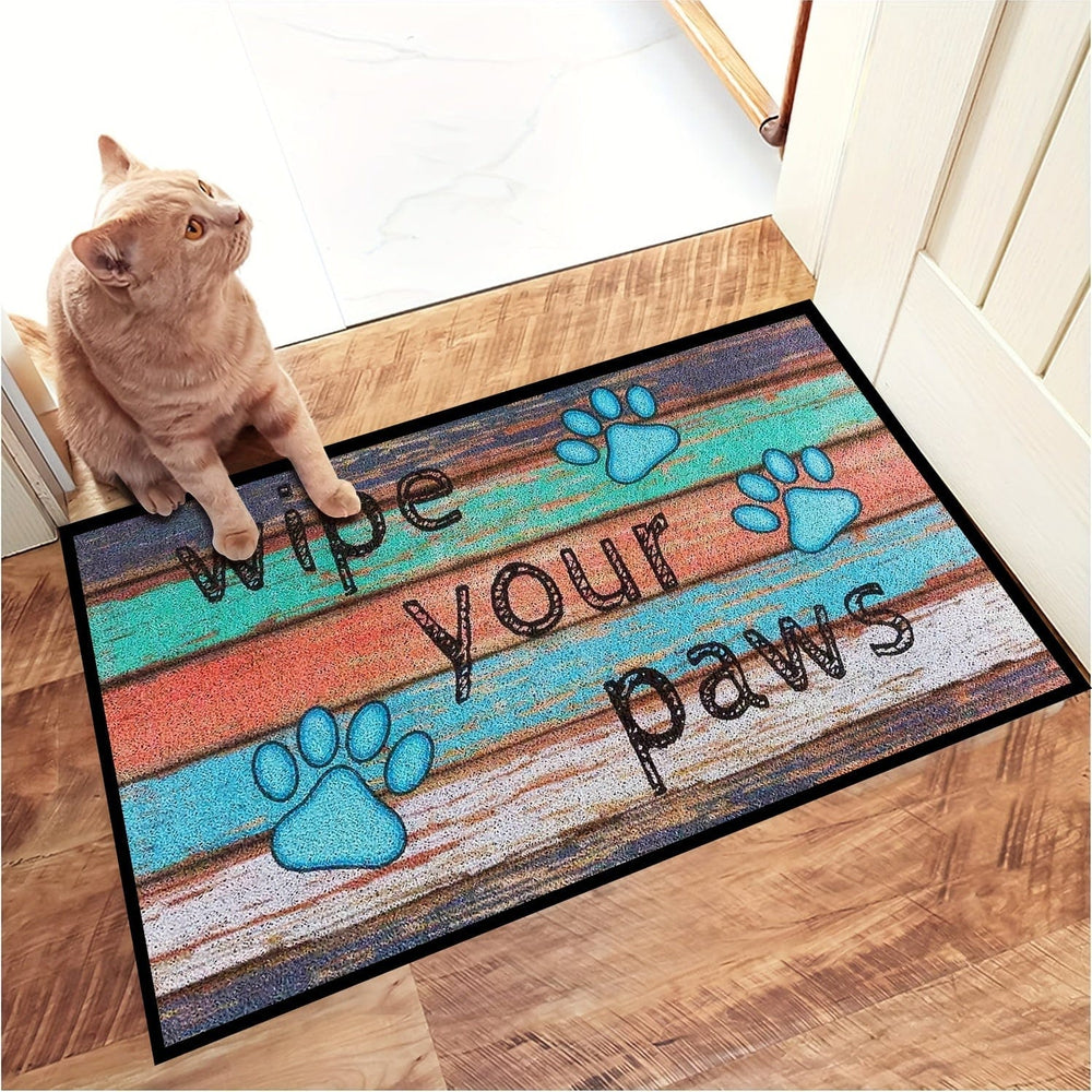 Planet Gates 19.68x31.49in/50x80cm 1pc Vintage Paw Print Welcome Doormat, Dirt Resistant Anti-slip Floor Area Rug, Machine Washable, Absorbent Bath Mat, Suitable For Living Room Bedroom Bathroom Kitchen, Home Decor, Room Decor