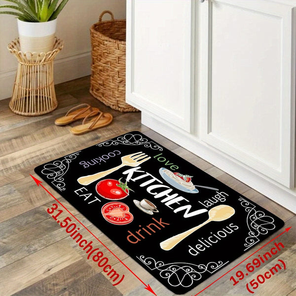Planet Gates 19.69*31.50in/50*80cm 1pc, Stain Resistant Kitchen Rug, Anti-slip Absorbent Memory Foam Mat, Waterproof Soft Cushioned Anti-Fatigue Rug, Runner Rug, Throw Rug For Living Room Bedroom, Quick Dry Machine Washable