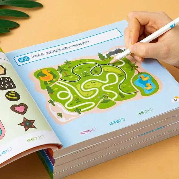 Planet Gates 190 Pages Mathematical Training Early Education Book Pen Control Kids Painting Brain Development for Kids 2-6 Years