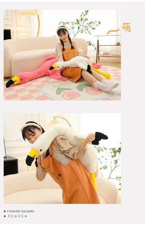 Planet Gates 190cm Pink Ins Flamingo Doll Stuffed Toy Soft Big Pillow Girl Heart-shaped Rag Bed Leg Birthday Christmas Gift Plush Toys Stitch