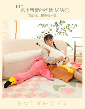 Planet Gates 190cm Pink Ins Flamingo Doll Stuffed Toy Soft Big Pillow Girl Heart-shaped Rag Bed Leg Birthday Christmas Gift Plush Toys Stitch