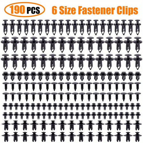 Planet Gates 190pcs 190pcs Car Retainer Clips 6 Sizes Plastic Fasteners Kit Auto Trim Panel Clip Mixed Car Body Bumper Rivet Set