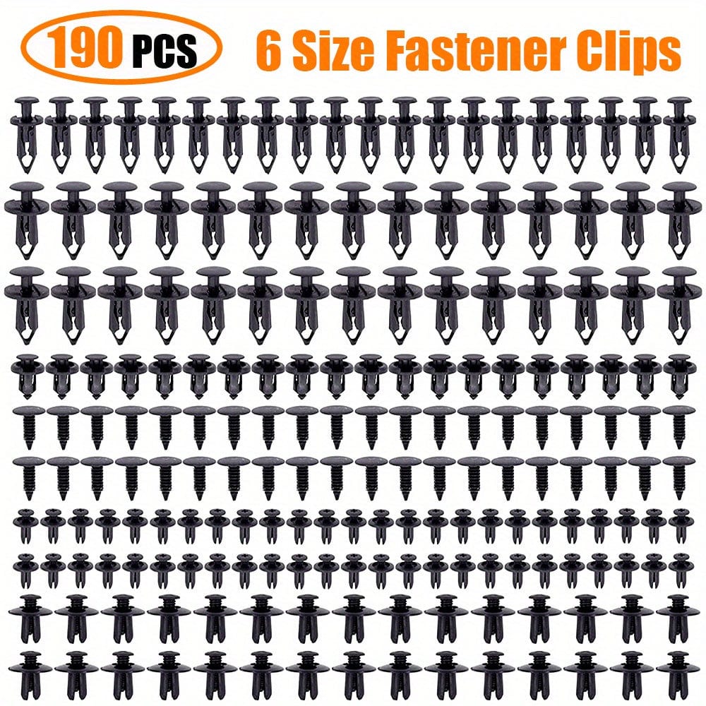 Planet Gates 190pcs 190pcs Car Retainer Clips 6 Sizes Plastic Fasteners Kit Auto Trim Panel Clip Mixed Car Body Bumper Rivet Set