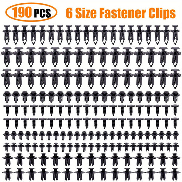 Planet Gates 190pcs 190pcs Car Retainer Clips 6 Sizes Plastic Fasteners Kit Auto Trim Panel Clip Mixed Car Body Bumper Rivet Set