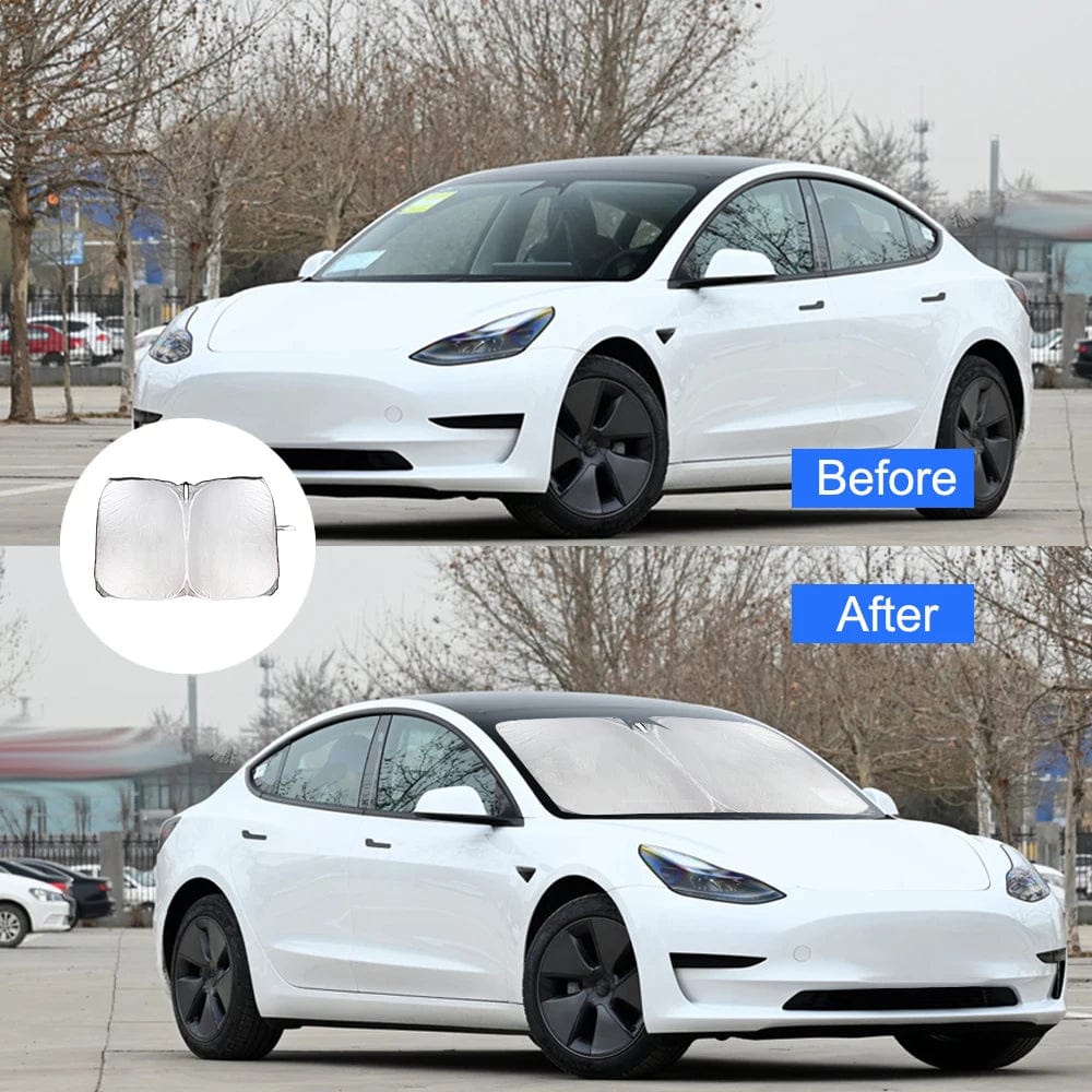 Planet Gates 190T For Tesla Model 3 Y Foldable Car Windshield Sun Shade Covers Sun Visors Sunshade Auto Front Window Sunscreen Parasol